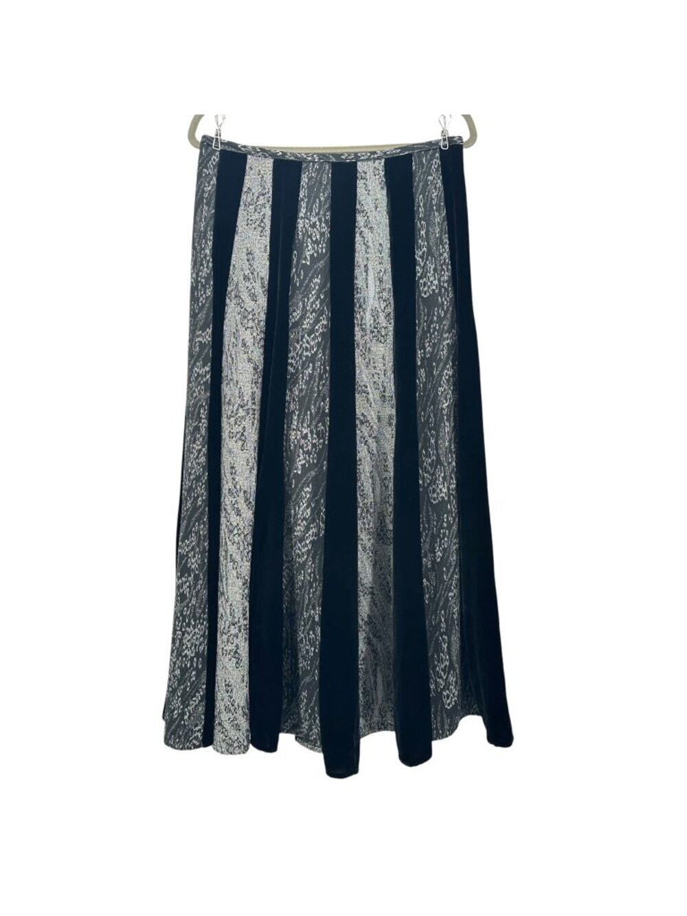 Vintage Isabella Bird Womens 10 Skirt Maxi Velvet Abstract Black Gray A-Line